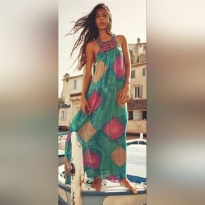 Zara Pink Spaghetti Strap Crochet Maxi Sundress S